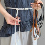 Fashion Women Leather Thin Rope Waist Belt Self Tie Decorative Strap for Skirt Dress Black White Elegant Simple Waist Chain