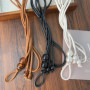 Fashion Women Leather Thin Rope Waist Belt Self Tie Decorative Strap for Skirt Dress Black White Elegant Simple Waist Chain