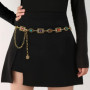 Unique Colorful Women Waist Chain Silver Metal Rhinestone Belly Belts Gold Ethnic Style Y2K Waistband Women