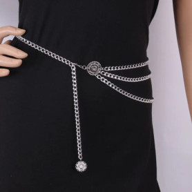 2023 New Antique Jewelry Ethnic Style Body Chain Body Accessory Retro Metal Chain Belt Adjustable Gold Waist Belt Women
