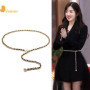 Fashion Chain Belt Female Waist Metal Belts For Women Luxury Tassel Thin Waistband Dress Coat Adjustable Corset