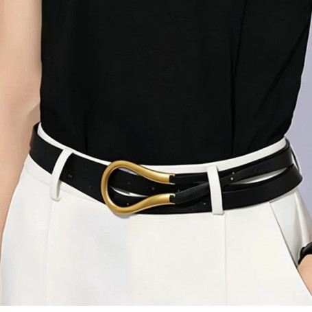 U Horseshoe Buckle Belt Women Two Bands Adjuatable Diyable Waist Decoration Small Golden Buckle