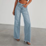 The New Neckermann Direct Women's Washable Loose Casual Straight-leg Wide-leg Floor-length Jeans Are High-end and Fashionable fo