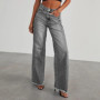 The New Neckermann Direct Women's Washable Loose Casual Straight-leg Wide-leg Floor-length Jeans Are High-end and Fashionable fo