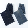High Waist Wide Leg Jeans Women Diagonal Button Straight Denim Pants American Vintage Loose Baggy Trousers Casual Streetwear