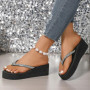 Fashion Crystal Wedges Flip Flops for Women 2025 Summer Lightweight Platform Slippers Woman Eva Clip Toe Beach Sandals Size 42