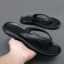 Summer Mens Luxury Genuine Leather Flip Flops Slippers For Men High Quality Flat Slippers Minimalist Size 38-44 Dropshipping