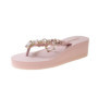 Summer 2025 Rhinestone Slippers for Women's Outdoor Wedges Heel Casual Beach Thick Bottom Sandals Comfortable Flip-flops Beach