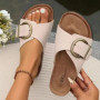 Comwarm 2025 Women's Cork Slippers Fashion Cork Footbed Flip Flops Open Toe Beach Sandals Classic Single Buckle House Slippers