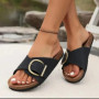 Comwarm 2025 Women's Cork Slippers Fashion Cork Footbed Flip Flops Open Toe Beach Sandals Classic Single Buckle House Slippers