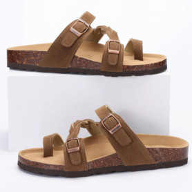 Comwarm New Women's Cork Footbed Sandals with Arch Support Comfortable Slip-On Slide Sandals With Adjustable Buckle for Summer