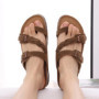 Comwarm New Women's Cork Footbed Sandals with Arch Support Comfortable Slip-On Slide Sandals With Adjustable Buckle for Summer
