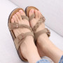 Comwarm New Women's Cork Footbed Sandals with Arch Support Comfortable Slip-On Slide Sandals With Adjustable Buckle for Summer