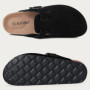Shevalues Women Cow Suede Clogs With Adjustable Buckle Cork Leather Mules Comfortable Slip on Women Slippers Outdoor Cork Clogs