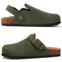 Shevalues Women Cow Suede Clogs With Adjustable Buckle Cork Leather Mules Comfortable Slip on Women Slippers Outdoor Cork Clogs