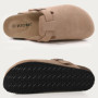 Shevalues Women Cow Suede Clogs With Adjustable Buckle Cork Leather Mules Comfortable Slip on Women Slippers Outdoor Cork Clogs
