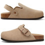 Kidmi New Cow Suede Women's Potato Shoes With Adjustable Strap Cork Insole Mules Outdoor Unisex Clogs Slippers With Arch Support
