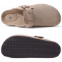 Kidmi New Cow Suede Women's Potato Shoes With Adjustable Strap Cork Insole Mules Outdoor Unisex Clogs Slippers With Arch Support