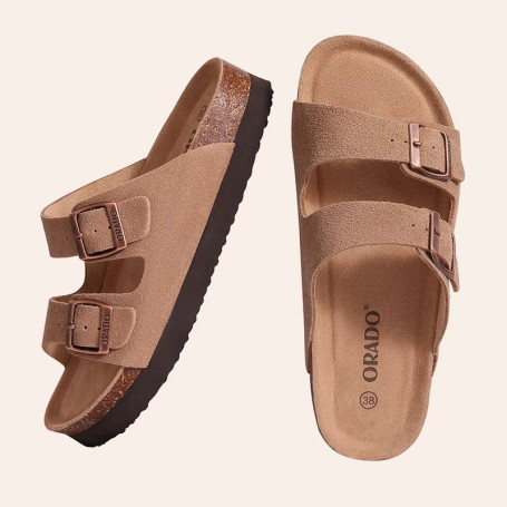 Evshine Men Cork Slippers Summer Cork Footbed Clogs Sandals Women Outdoor Suede Beach Slides With Arch Support Men Clogs Sandals