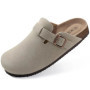 Evshine Cow Suede Cork Slippers Women Fashion Clogs Mules Footbed Cork Mules Men Baotou Slippers Summer Cork Sandals Comfy Mules