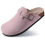 Evshine Cow Suede Cork Slippers Women Fashion Clogs Mules Footbed Cork Mules Men Baotou Slippers Summer Cork Sandals Comfy Mules