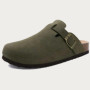 Evshine Cow Suede Cork Slippers Women Fashion Clogs Mules Footbed Cork Mules Men Baotou Slippers Summer Cork Sandals Comfy Mules