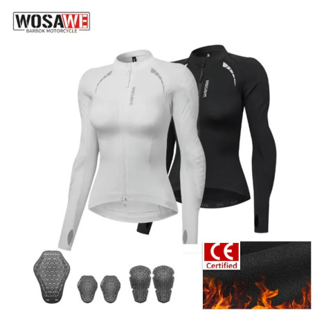 WOSAWE Women Motorcycle Riding Jacket CE Pads Autumn Winter Warm Reflective Slim Moto Coat Breathable Racing Apparel