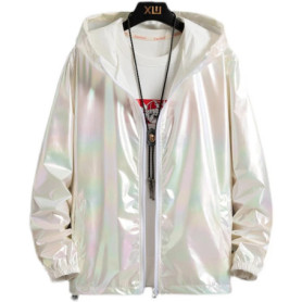Women Basic Jackets Summer 2026 Colorful Reflective Oversize Thin Windbreaker Women Hooded Jackets Coat Zipper Woman veste femme
