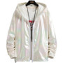 Women Basic Jackets Summer 2026 Colorful Reflective Oversize Thin Windbreaker Women Hooded Jackets Coat Zipper Woman veste femme