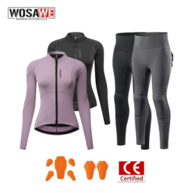 WOSAWE Women Motorcycle Riding Suit CE Certified Removable Pads Jacket Pants Set Slim Fit Moto Leggings