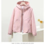 Women's Hooded Windbreaker Jacket Casual Loose Fit Short Coat