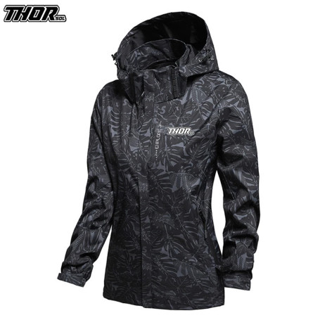 THORSOL Classic Black Cycling Jacket Women Windproof Mountain Bike Windbreaker Hooded Bicycle MTB Clothing Fietskleding Dames