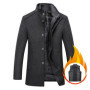 Winter Men's Wool Coat Solid Stand Collar Wool Overcoat Removable Liner Thicken Outerwear Men's Clothing Father Coats