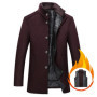 Winter Men's Wool Coat Solid Stand Collar Wool Overcoat Removable Liner Thicken Outerwear Men's Clothing Father Coats