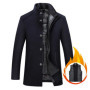 Winter Men's Wool Coat Solid Stand Collar Wool Overcoat Removable Liner Thicken Outerwear Men's Clothing Father Coats