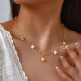 18K Gold Plated Pearl, Shell, Conch, Starfish Summer Beach Necklace for Women, Stainless Steel Waterproof Charm Jewelry