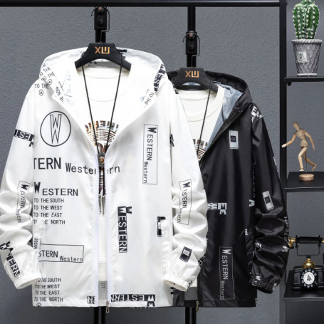 2024 Summer New Outdoor Sports Jacket, Daily Casual Fashion Letter Printed Jacket, Windproof and Waterproof Clothing