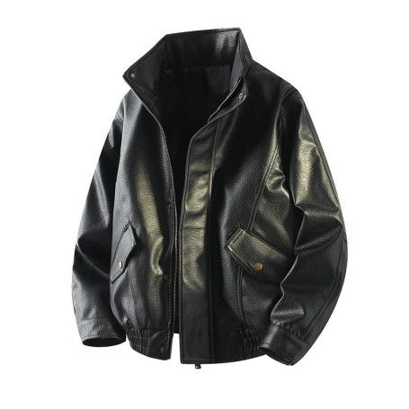 2026 Men Biker Leather Jacket Men Retro Black Coffee Jacket Autumn Men Pu Leather Coat Male Loose Motorcycle Faux Leather Coat