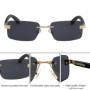 Vintage Rimless Rectangle Sunglasses Men 2026 Luxury Brand Designer Square Small Frame Sun Glasses Hip Hop Y2K Fashion Eyewear
