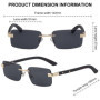 Vintage Rimless Rectangle Sunglasses Men 2026 Luxury Brand Designer Square Small Frame Sun Glasses Hip Hop Y2K Fashion Eyewear