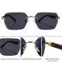 Square Rimless Photochromic Sunglasses Men Vintage Sun Glasses 2026 Luxury Designer Shades Male Cut Lenses Frameless Eyewear