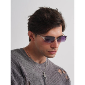 Ruiao 2026 rimless sunglasses UV400 fashion square metal glasses for men women designer man's brand sun shades for outdoor