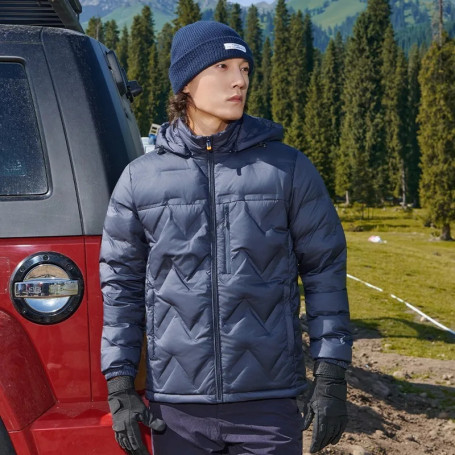 Mens Lightweight Down Jacket White Duck Feather Hooded Windproof Water-Resistant Thermal Short Coat Winter Urban Commuting