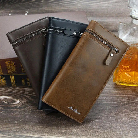 Men's Long Purse Men Wallets Double Zipper Men Clutch Wallets Business Large Capacity High Quality Brand Male Purse