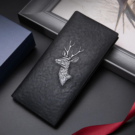 BISON DENIM Genuine Leather Men's Long Wallet Card Holder New Designer Brand Luxury Cowhide Handbag Men Gift Purse Wallet