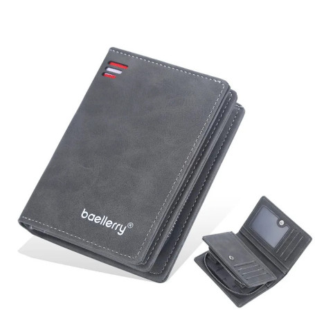 Baellerry Leather Men Wallets Zipper Short Desigh Wallet Hipster Credit Card Holders Inserts Coin Purses Vintage Walltes