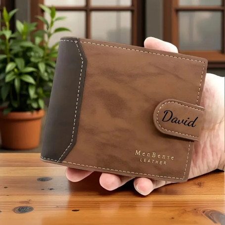 Personalize Name Exclusive Men Wallets Best Gift for Husband Father Engraved Text Custom Fashion Frosted Leather Bifold Wallet