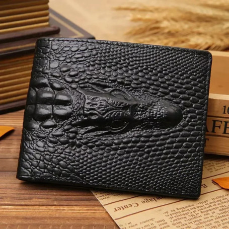 2025 Crocodile Skin Wallet Men Genuine Leather Small Zipper Short Men Wallets Credit Card Holders Coin Pocket Purse Alligator