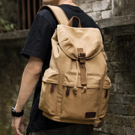 MOYYI Men Vintage Backpack Large Capacity 15.6inch Laptop Casual Bag For Commuter Travel Premium Durable Unsex Schoolbag