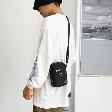Fashion 3 Layers Men Small Shoulder Bag High Quality Durable Nylon Male Handbag Portable Messenger Bag Flap Mini Waist Bag